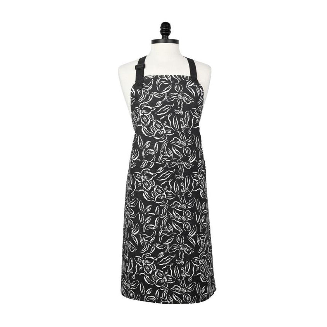 Water Lily Black Designer Chef Apron