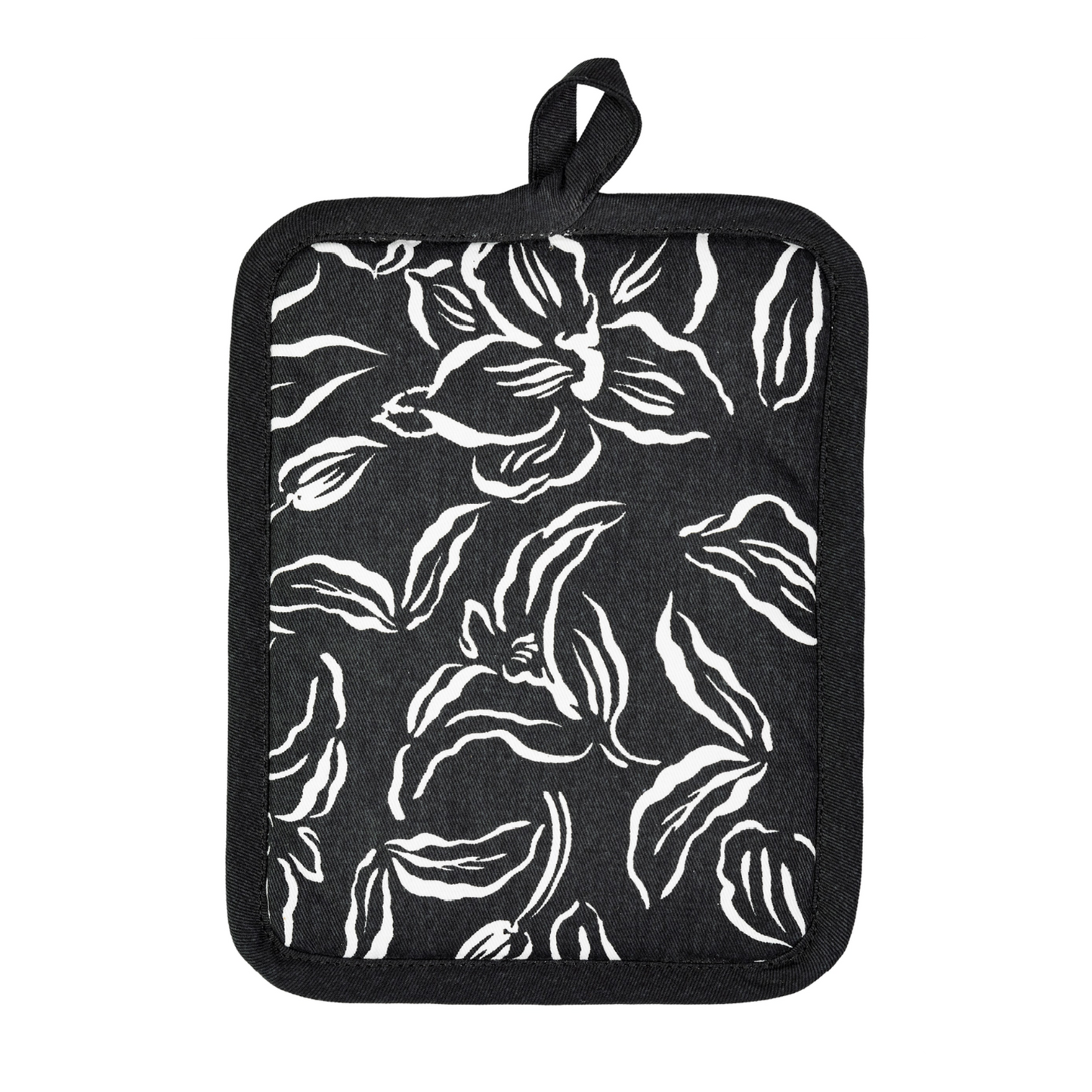 Water Lily Black Designer Potholder