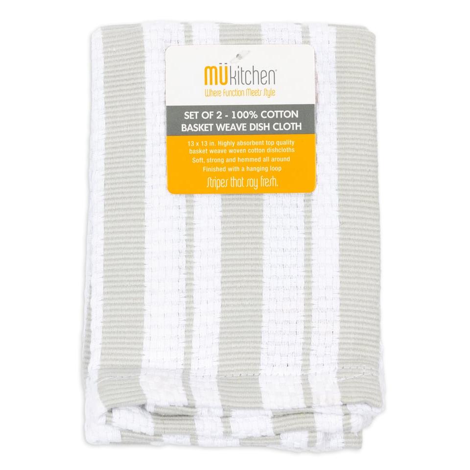 Misty Gray Basket Weave Dish Cloths Set/2