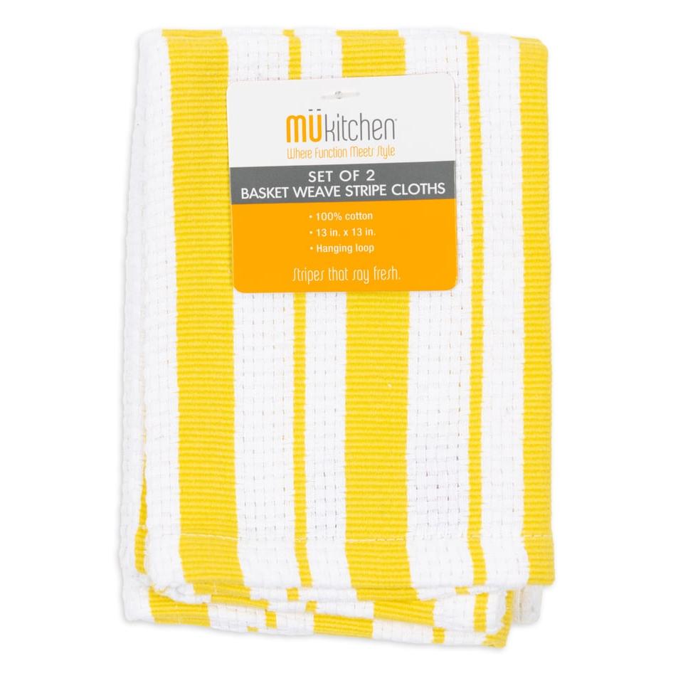 Yellow Basket Weave Dish Cloths Set/2
