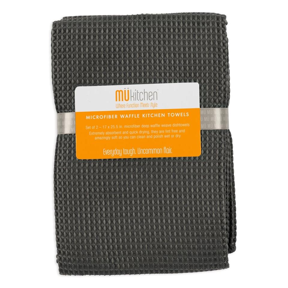 Cadet Gray Microfiber Waffle Towels Set/2