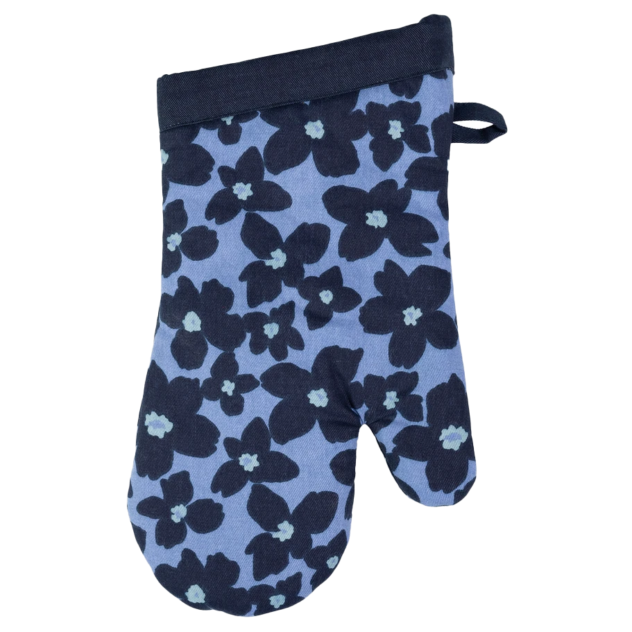 Periwinkle Floral Designer Oven Mitts