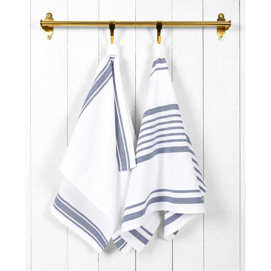 Stonewash Blue Relaxed Stripe Towel Set/2