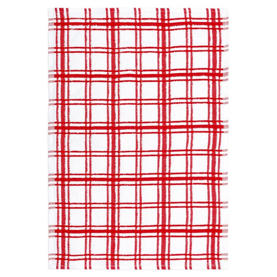Crimson Windowpane Terry Towel