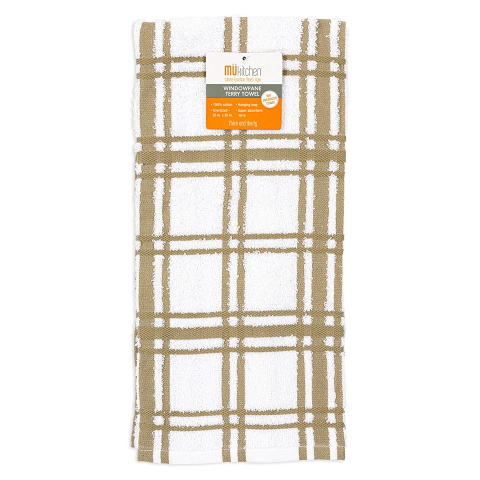 Khaki Terry Windowpane Towel