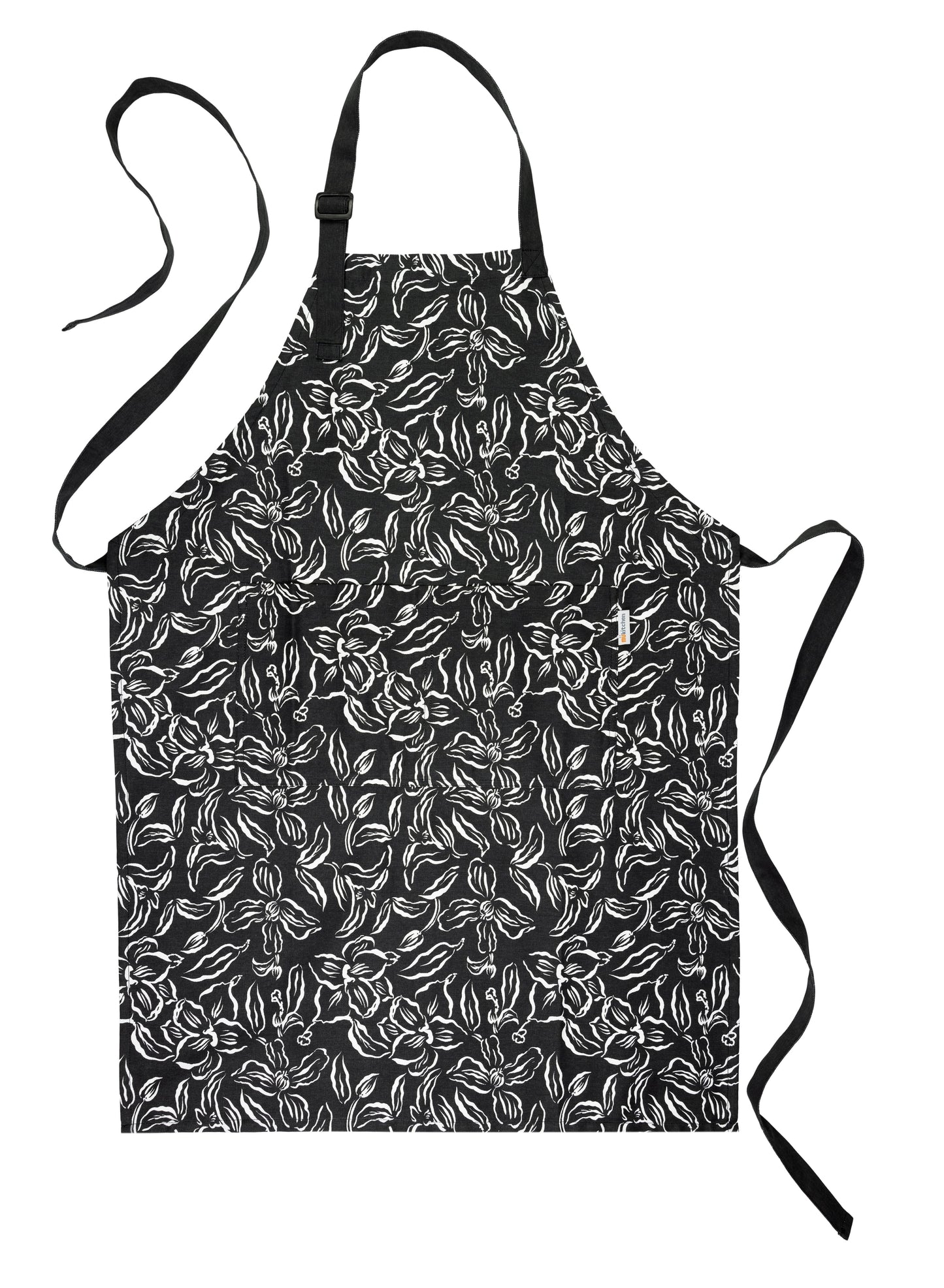 Water Lily Black Designer Chef Apron