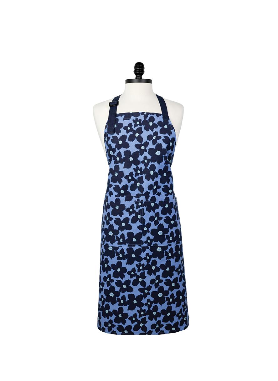 Periwinkle Floral Designer Chef Apron