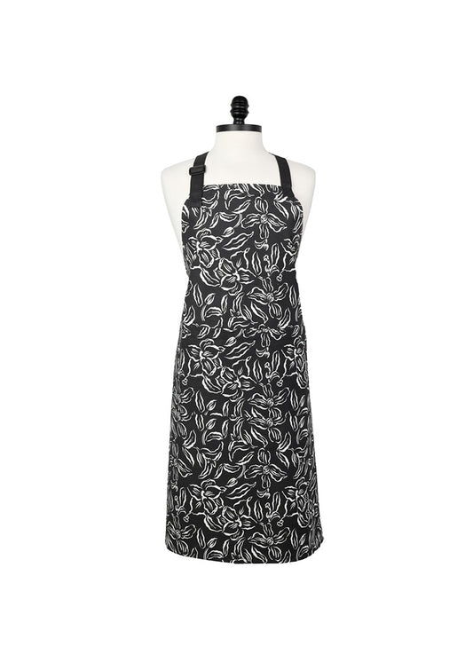 Water Lily Black Designer Chef Apron