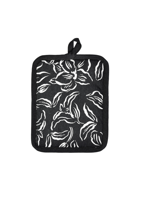 Water Lily Black Designer Potholder