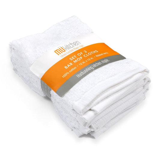 White Bar Mop Cloths Set/3