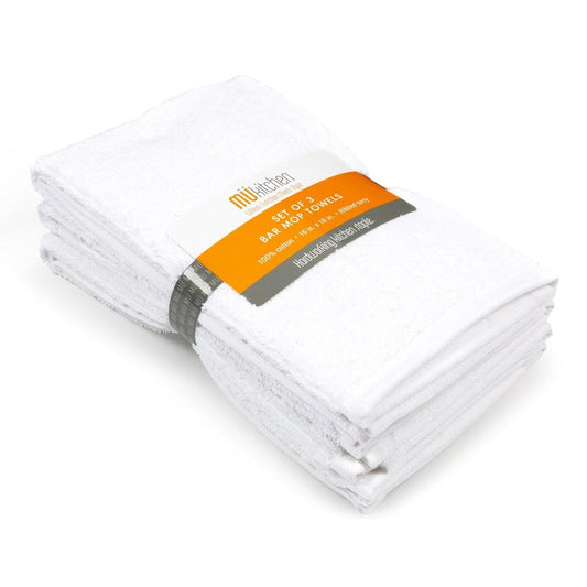 White Bar Mop Towels Set/3