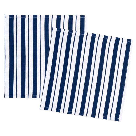 Ink Blue Basket Weave Dish Cloths Set/2