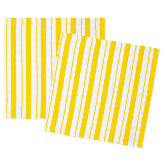 Yellow Basket Weave Dish Cloths Set/2