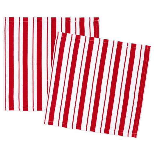 Crimson Basket Weave Dish Cloths Set/2