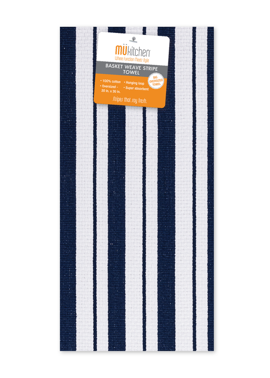 Ink Blue Basket Weave Towel