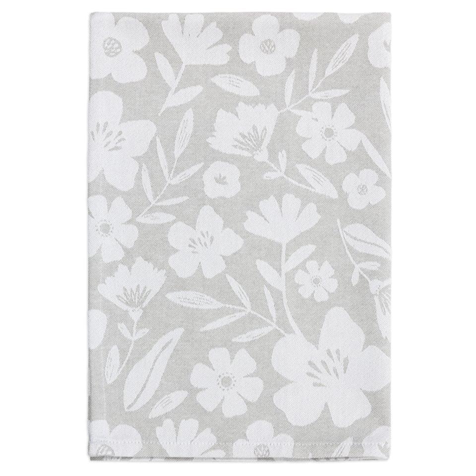 Gray Floral Jacquard Woven Towel