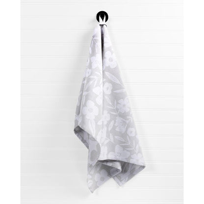 Gray Floral Jacquard Woven Towel