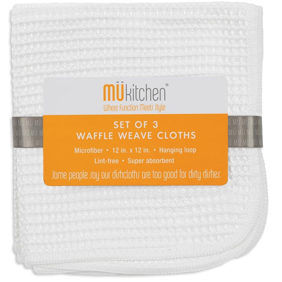 White Microfiber Waffle Cloths Set/3