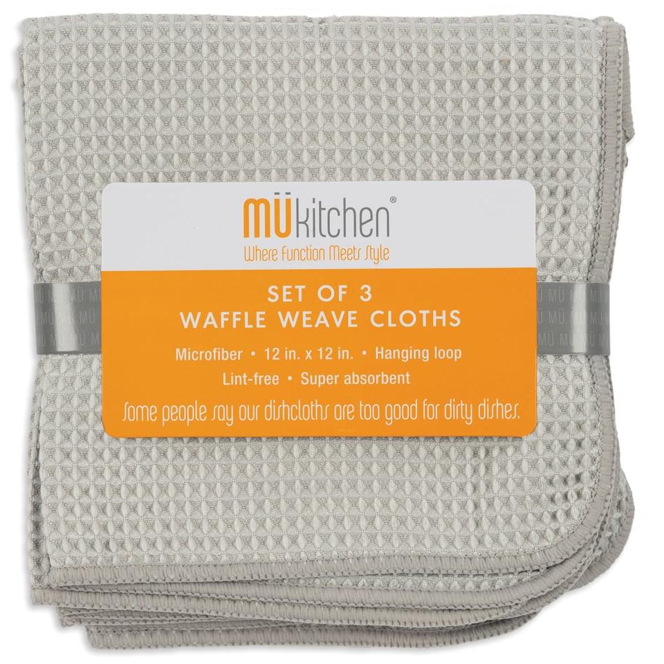 Cadet Gray Microfiber Waffle Cloths Set/3