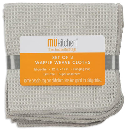 Cadet Gray Microfiber Waffle Cloths Set/3
