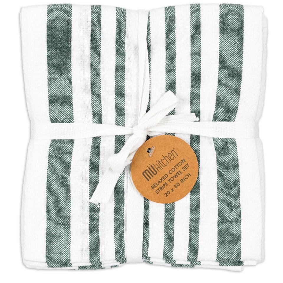 Laurel Wreath Relaxed Stripe Towel Set/2