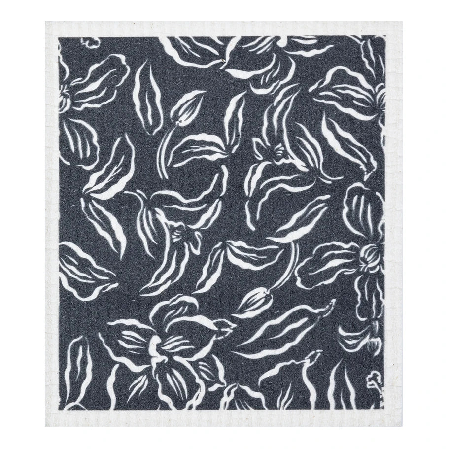 Water Lily Black Designer Sponge Cloth