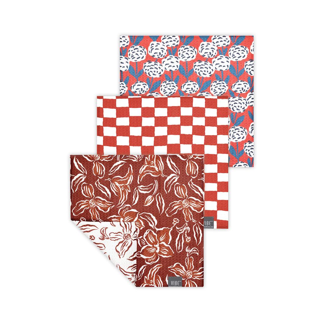 Red Floral VIBE® Cloth Set/3