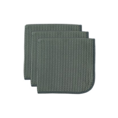Cadet Gray Microfiber Waffle Cloths Set/3