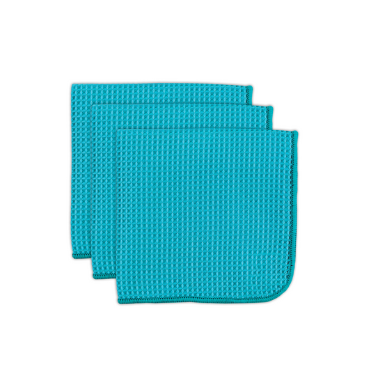 Sea Blue Microfiber Waffle Cloths Set/3