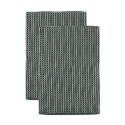Cadet Gray Microfiber Waffle Towels Set/2