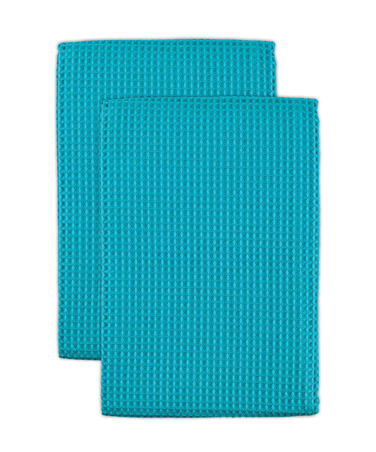 Sea Blue Microfiber Waffle Towels Set/2