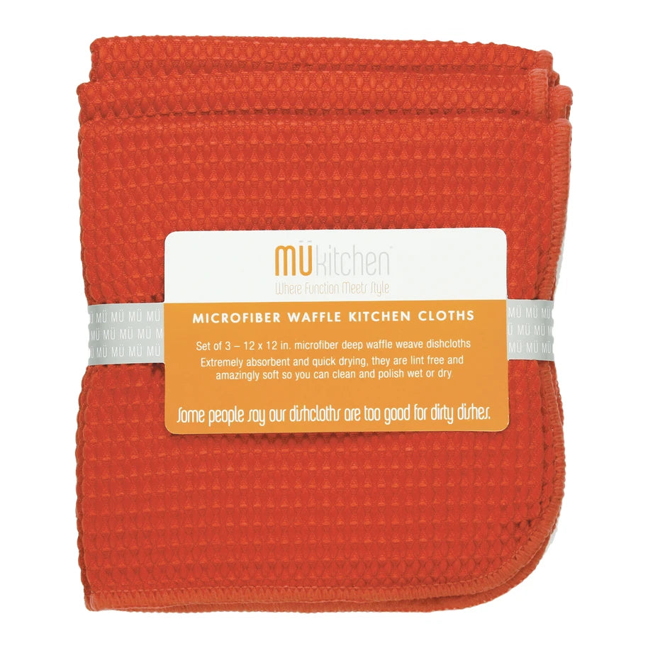 Coral Microfiber Waffle Cloths Set/3