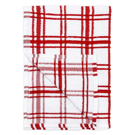 Crimson Windowpane Terry Towel