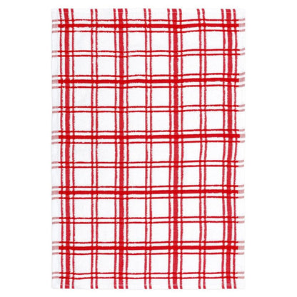 Crimson Windowpane Terry Towel