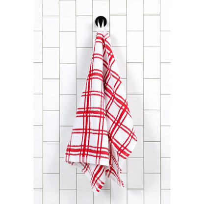 Crimson Windowpane Terry Towel