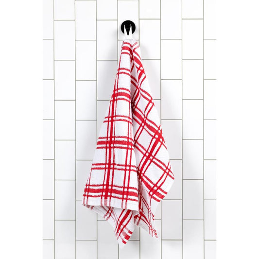 Crimson Windowpane Terry Towel