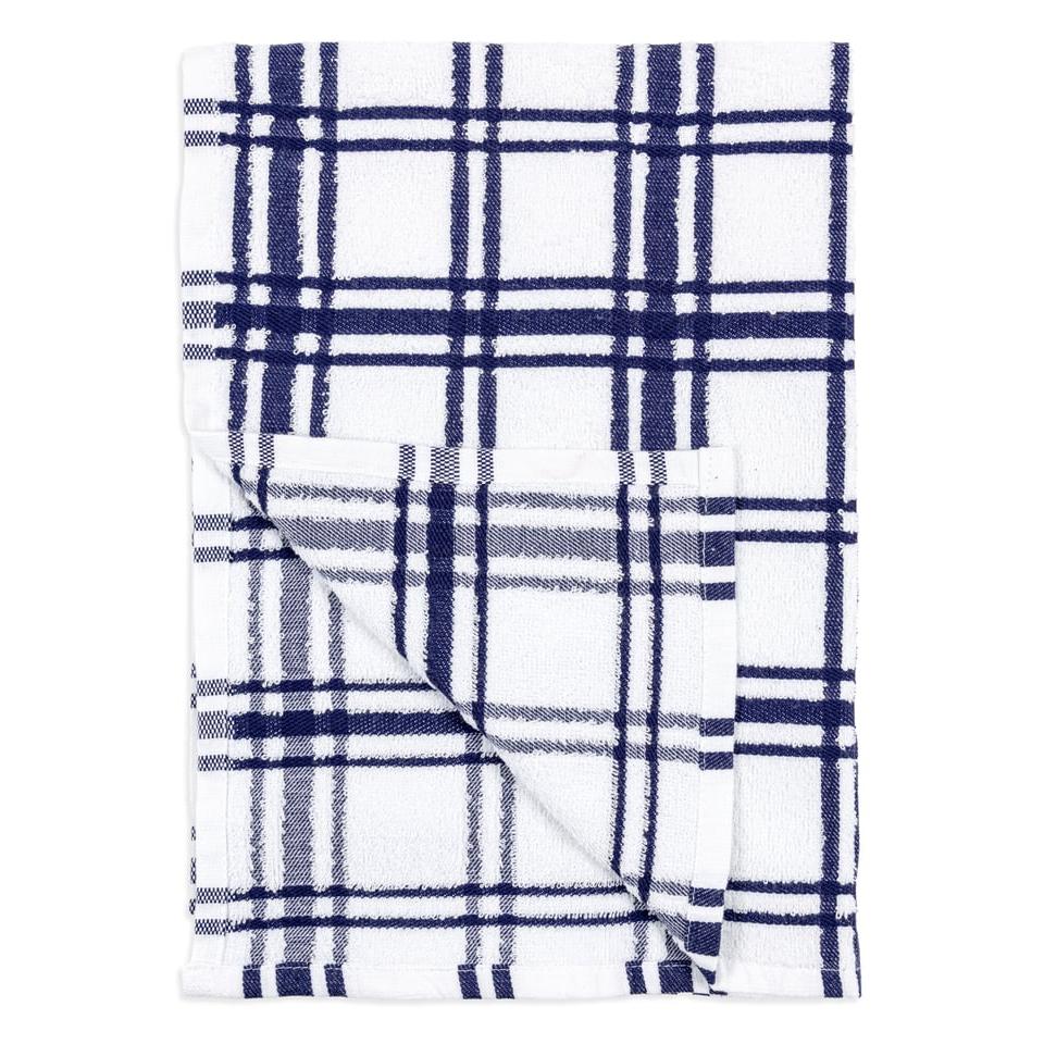 Ink Blue Windowpane Terry Towel