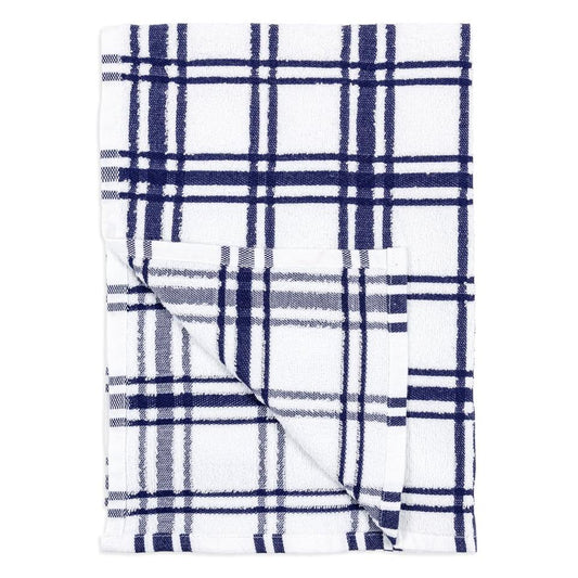 Ink Blue Windowpane Terry Towel