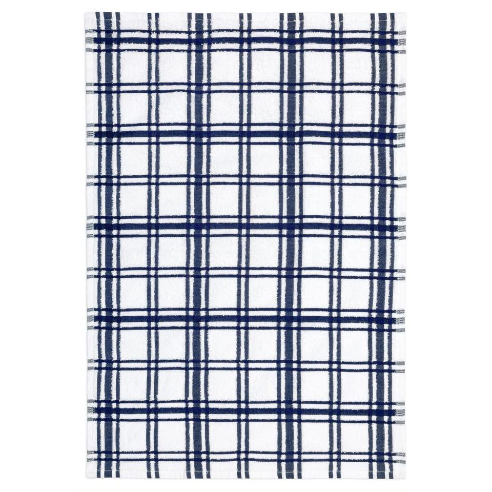Ink Blue Windowpane Terry Towel