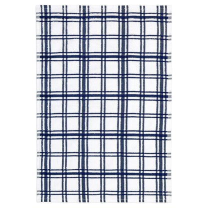 Ink Blue Windowpane Terry Towel