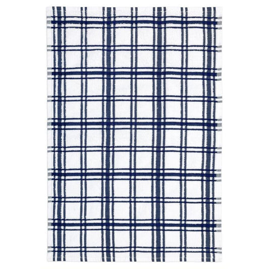 Ink Blue Windowpane Terry Towel