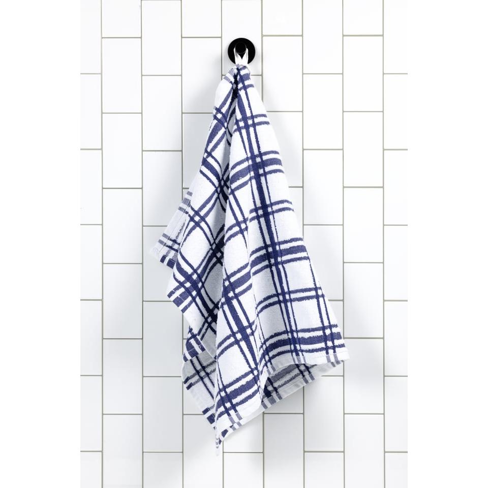 Ink Blue Windowpane Terry Towel