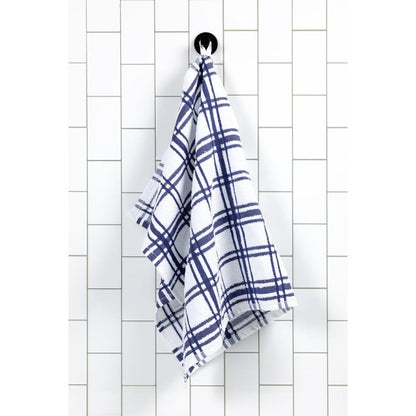 Ink Blue Windowpane Terry Towel