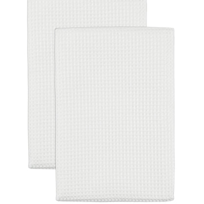 White Microfiber Waffle Towels Set/2