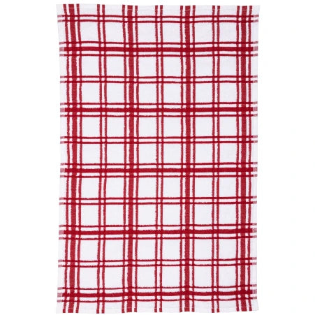 Crimson Windowpane Terry Towel
