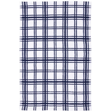 Ink Blue Windowpane Terry Towel